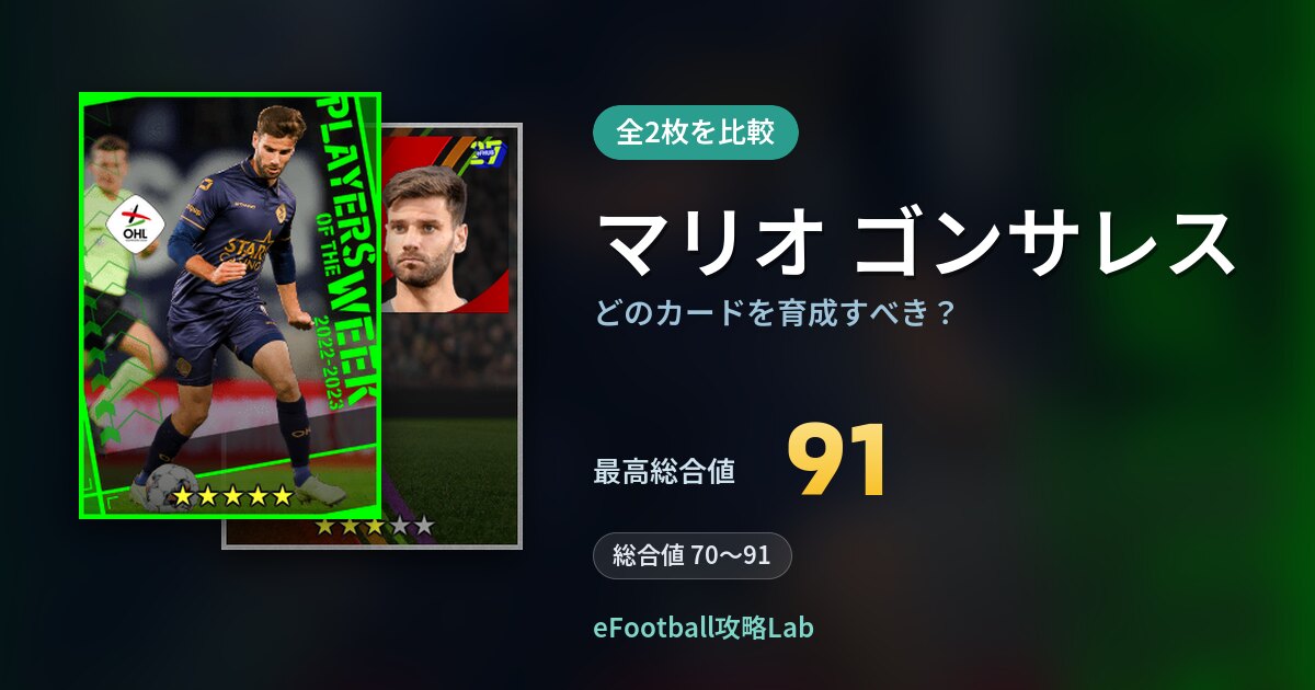【イーフト】マリオ ゴンサレスはどのカードを育成すべき？全2枚を比較