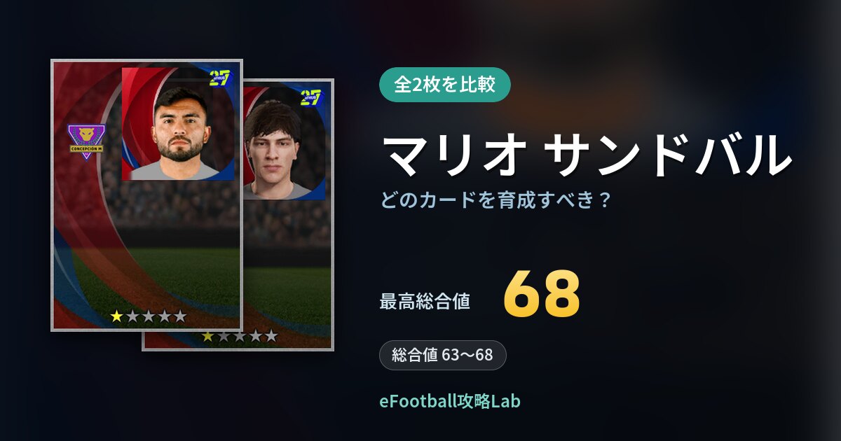 【イーフト】マリオ サンドバルはどのカードを育成すべき？全2枚を比較
