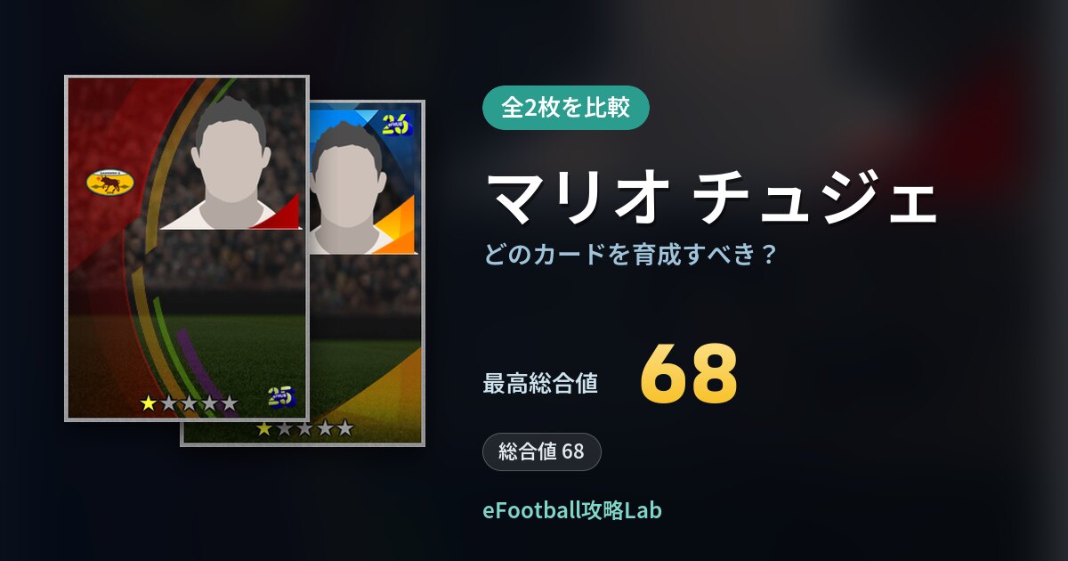 【イーフト】マリオ チュジェはどのカードを育成すべき？全2枚を比較