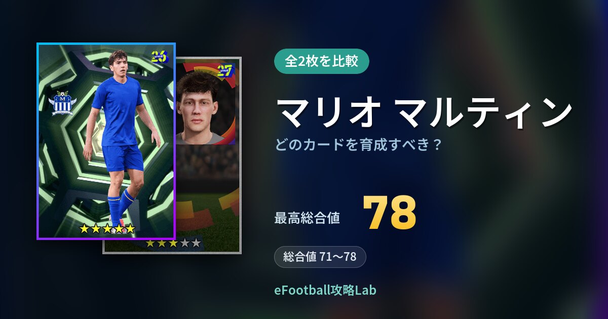 【イーフト】マリオ マルティンはどのカードを育成すべき?全2枚を比較