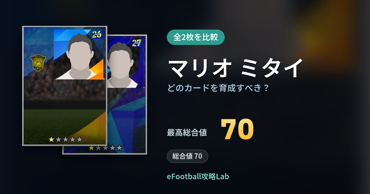 【イーフト】マリオ ミタイはどのカードを育成すべき？全2枚を比較