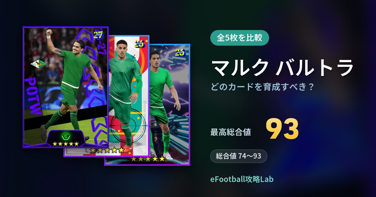 【イーフト】マルク バルトラはどのカードを育成すべき？全5枚を比較