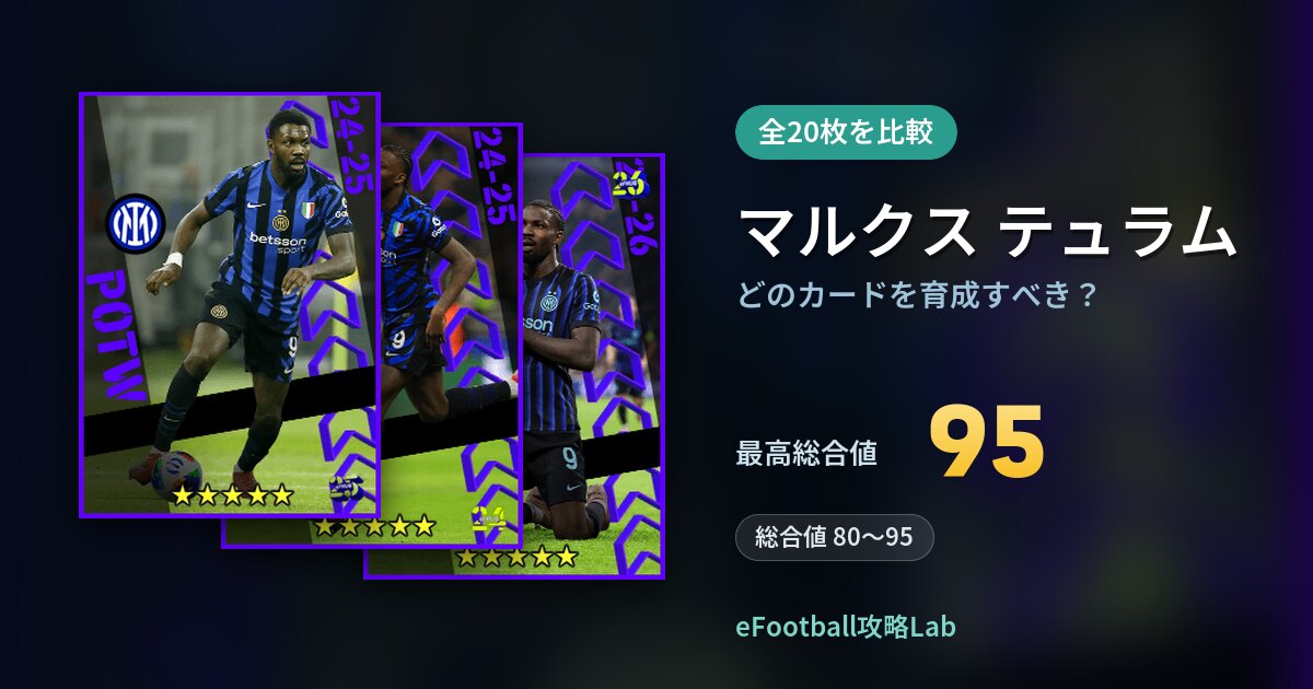 【イーフト】マルクス テュラムはどのカードを育成すべき？全20枚を比較