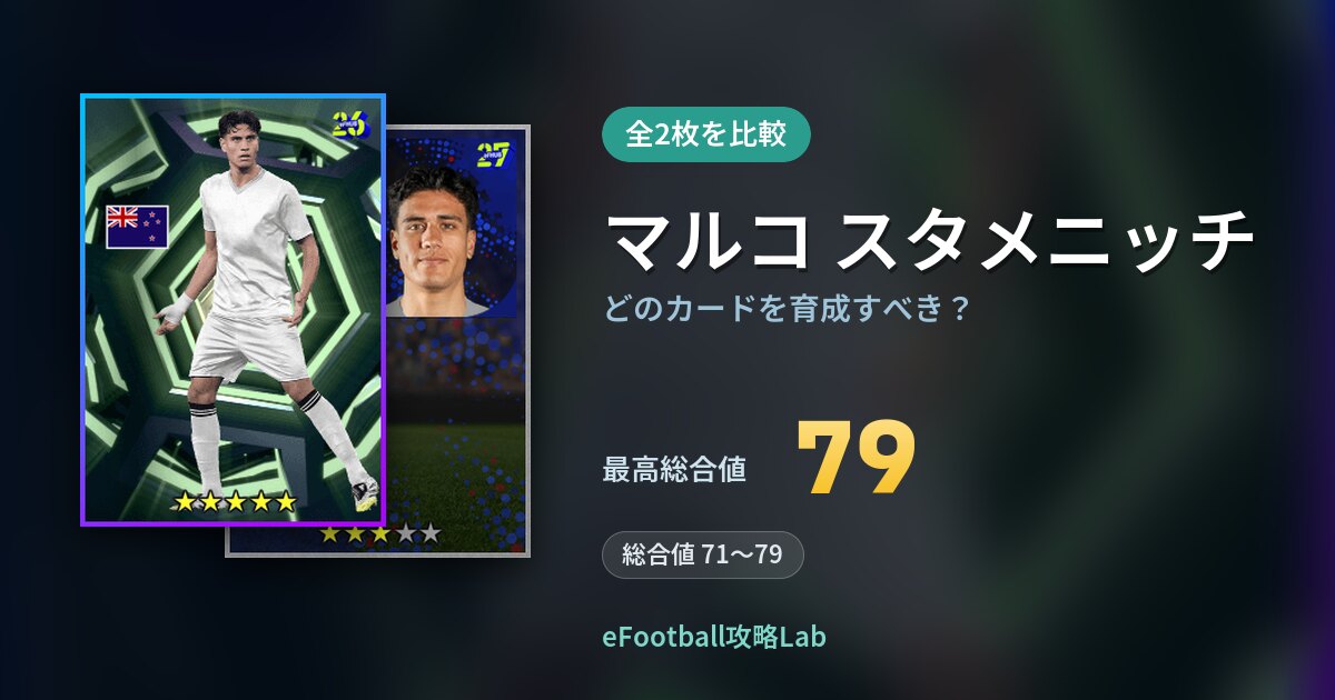 【イーフト】マルコ スタメニッチはどのカードを育成すべき？全2枚を比較