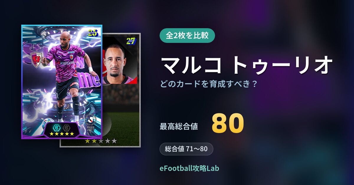 【イーフト】マルコ トゥーリオはどのカードを育成すべき？全2枚を比較