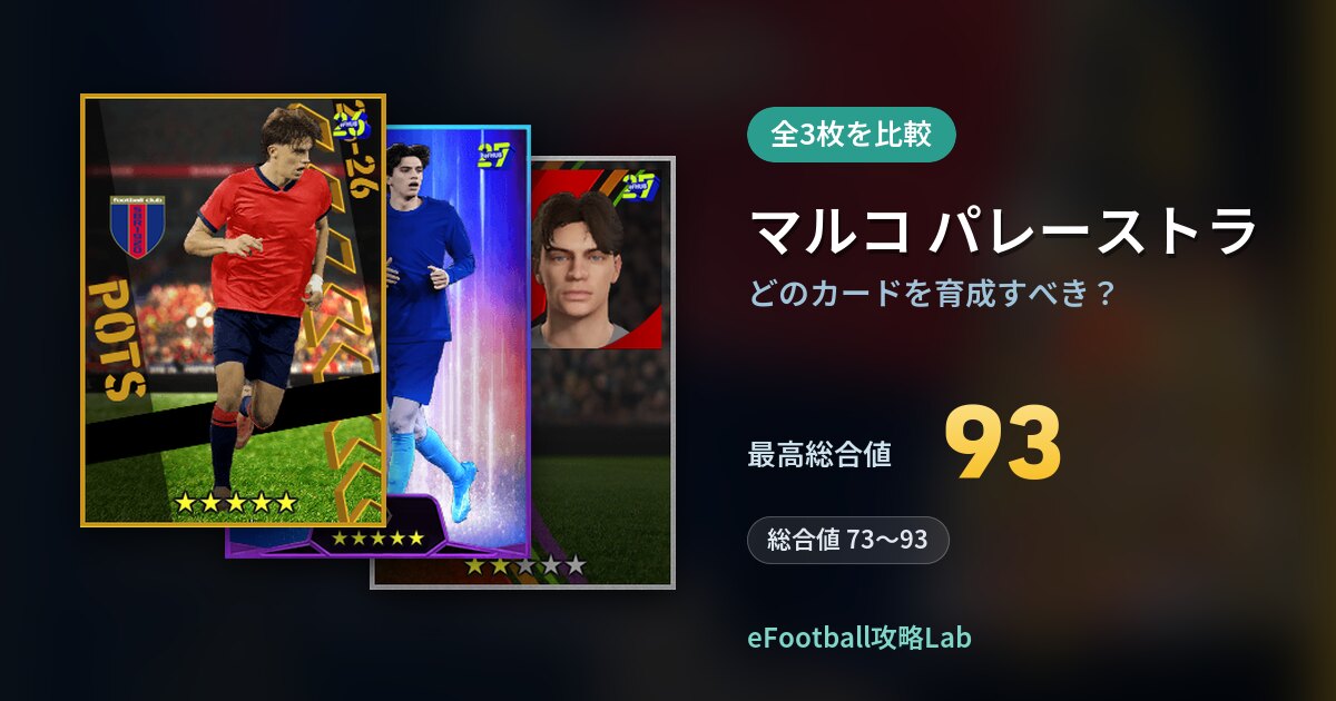 【イーフト】マルコ パレーストラはどのカードを育成すべき？全3枚を比較