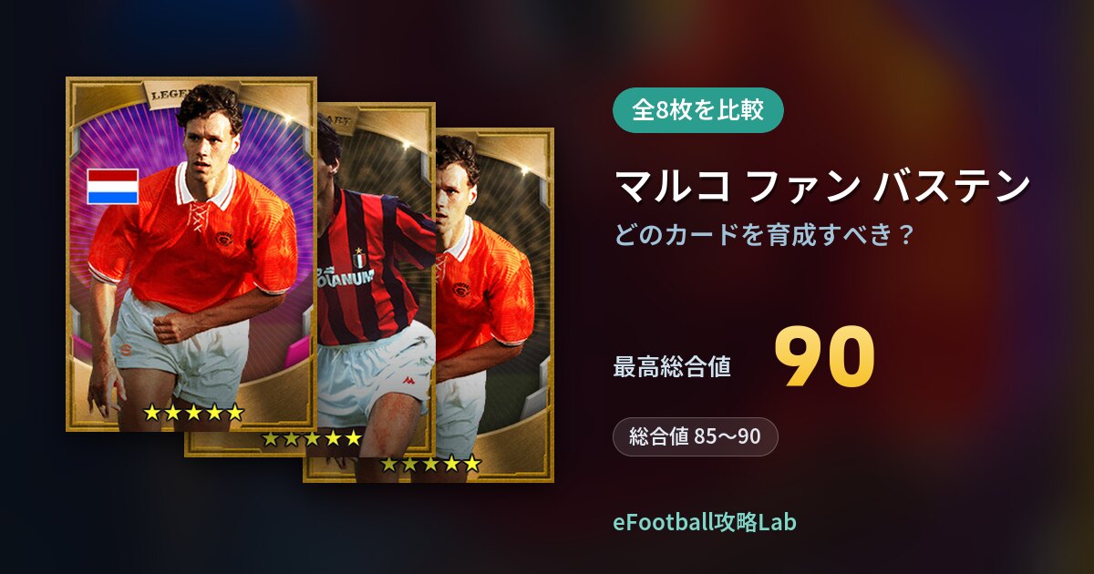 【イーフト】マルコ ファン バステンはどのカードを育成すべき？全8枚を比較