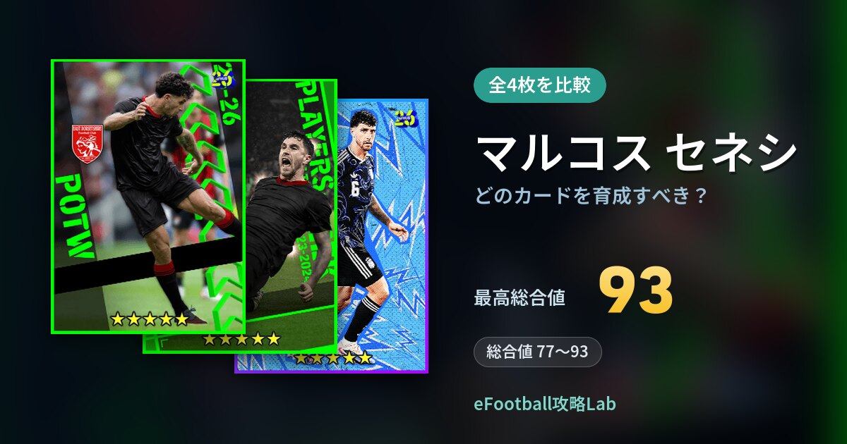 【イーフト】マルコス セネシはどのカードを育成すべき？全4枚を比較