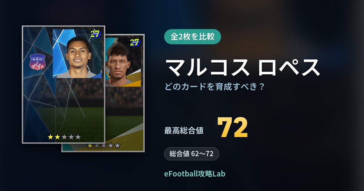 【イーフト】マルコス ロペスはどのカードを育成すべき？全2枚を比較