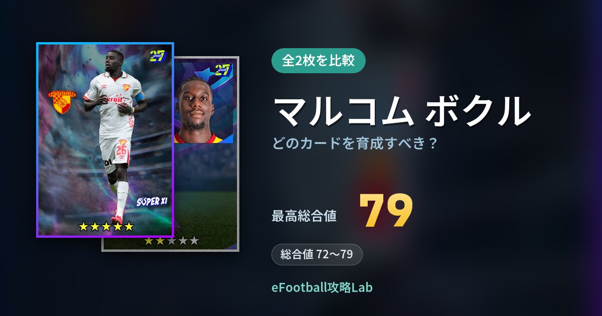 【イーフト】マルコム ボクルはどのカードを育成すべき？全2枚を比較
