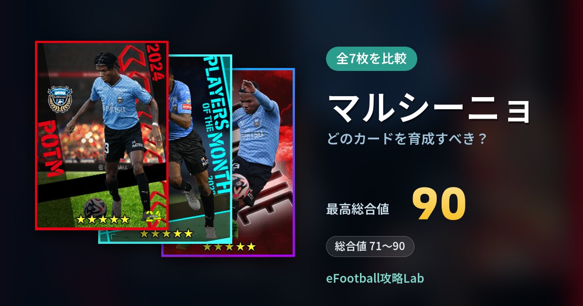 【イーフト】マルシーニョはどのカードを育成すべき？全7枚を比較