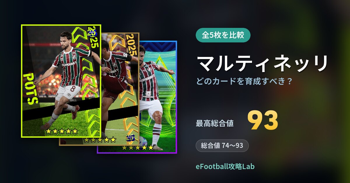 【イーフト】マルティネッリはどのカードを育成すべき？全5枚を比較