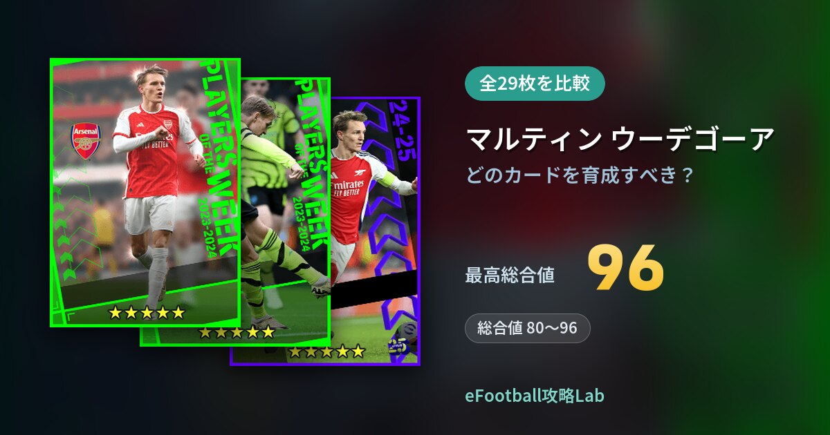 【イーフト】マルティン ウーデゴーアはどのカードを育成すべき？全29枚を比較