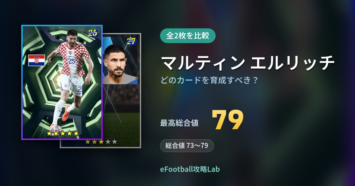 【イーフト】マルティン エルリッチはどのカードを育成すべき？全2枚を比較