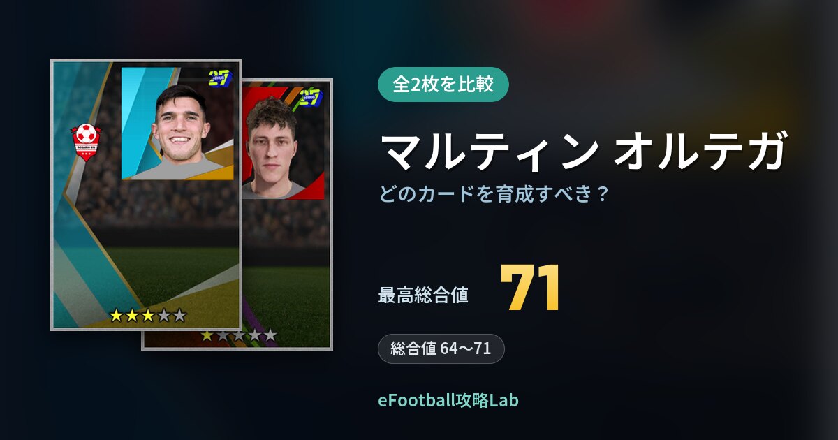 【イーフト】マルティン オルテガはどのカードを育成すべき？全2枚を比較