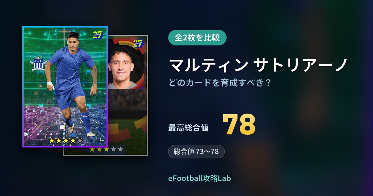 【イーフト】マルティン サトリアーノはどのカードを育成すべき？全2枚を比較