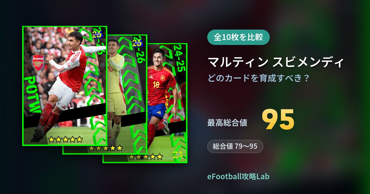 【イーフト】マルティン スビメンディはどのカードを育成すべき？全10枚を比較