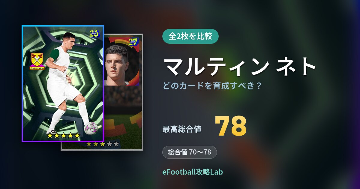 【イーフト】マルティン ネトはどのカードを育成すべき？全2枚を比較