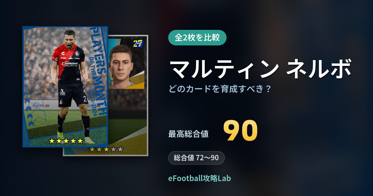 【イーフト】マルティン ネルボはどのカードを育成すべき？全2枚を比較