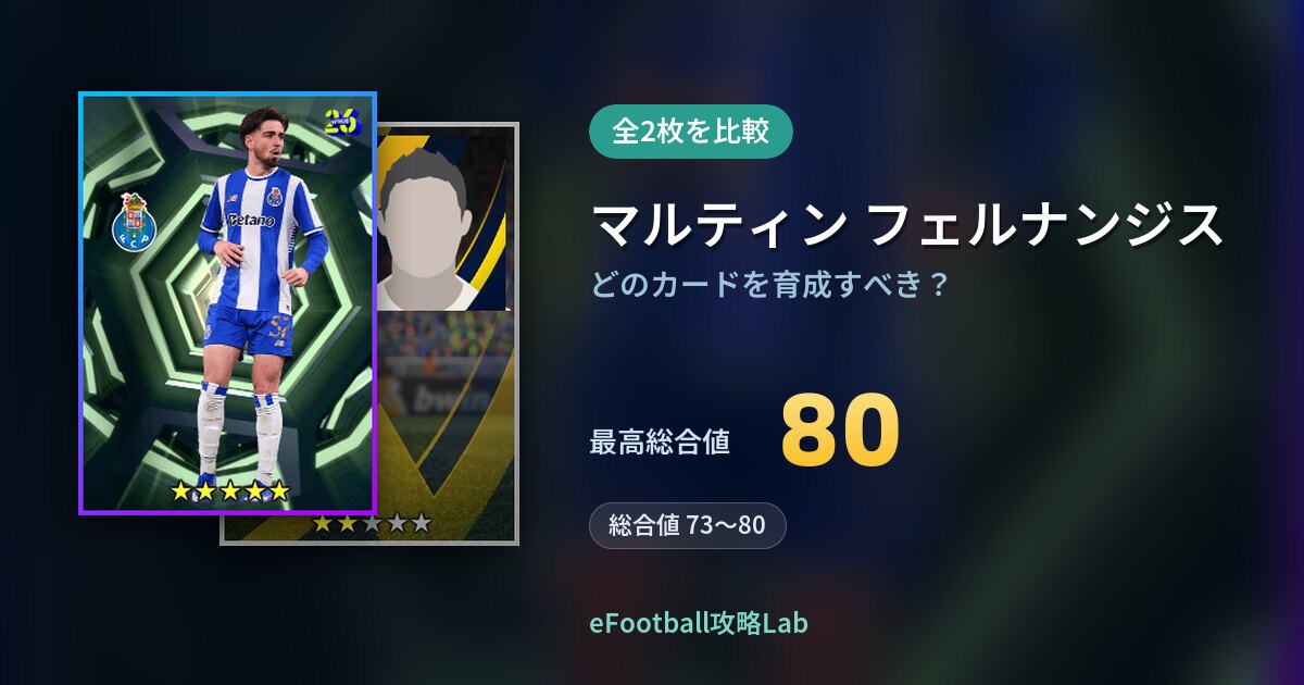 【イーフト】マルティン フェルナンジスの育成カード比較（全2枚）