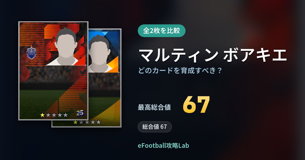 【イーフト】マルティン ボアキエはどのカードを育成すべき？全2枚を比較