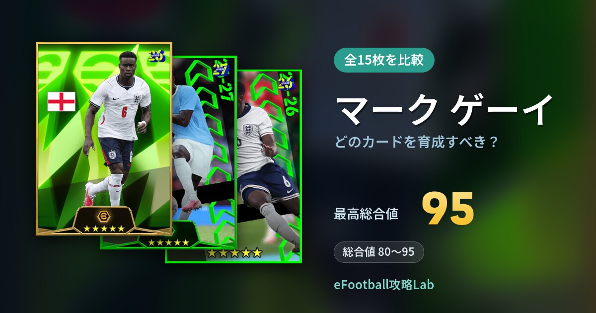 【イーフト】マーク ゲーイはどのカードを育成すべき？全15枚を比較