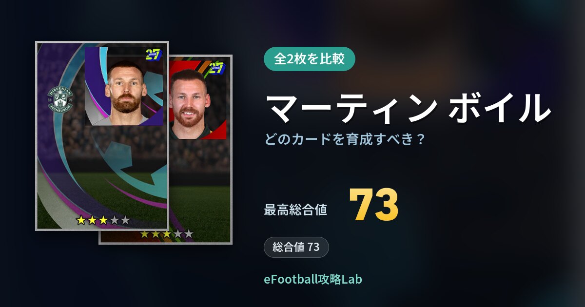 【イーフト】マーティン ボイルはどのカードを育成すべき？全2枚を比較