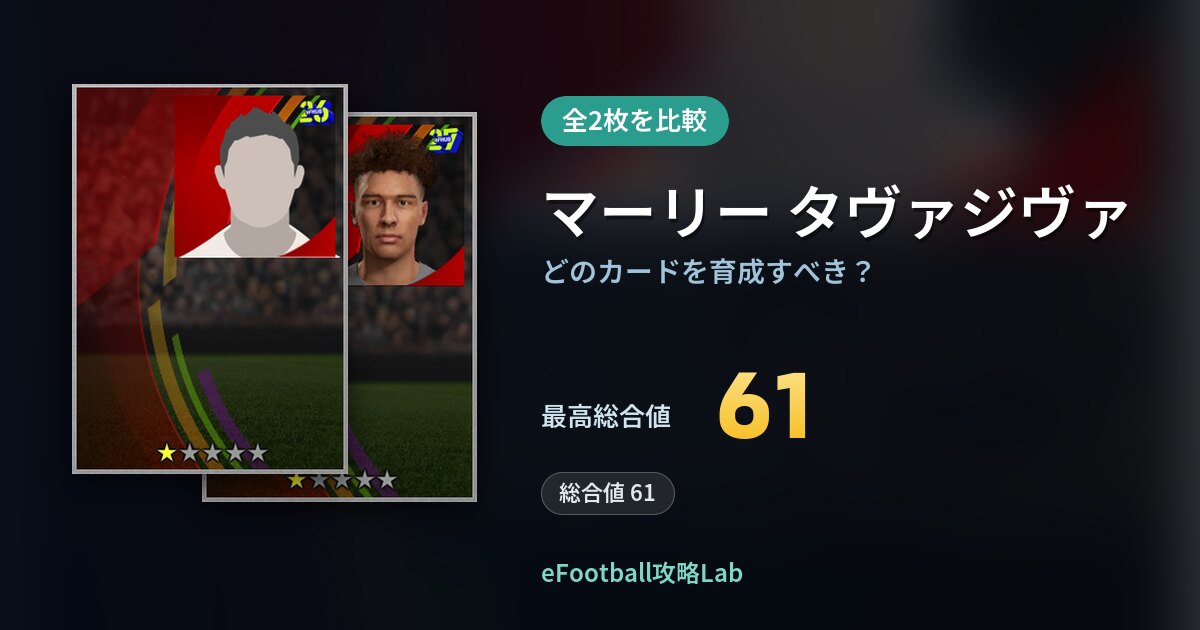 【イーフト】マーリー タヴァジヴァはどのカードを育成すべき？全2枚を比較