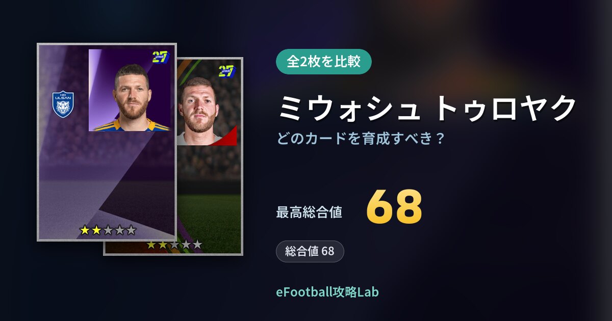 【イーフト】ミウォシュ トゥロヤクはどのカードを育成すべき？全2枚を比較