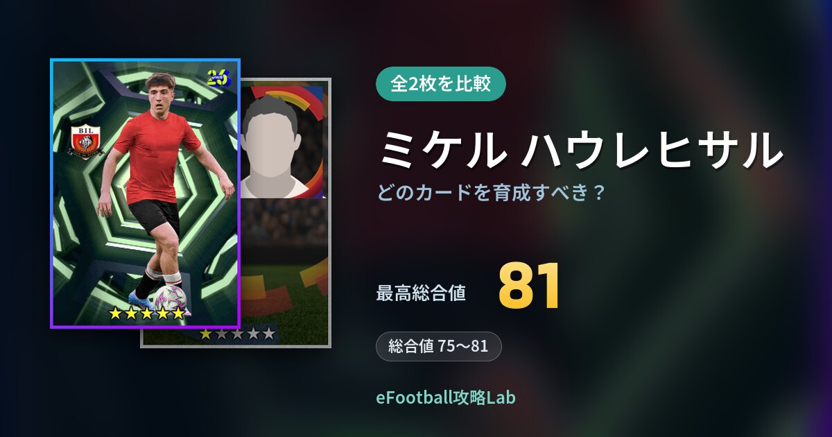 【イーフト】ミケル ハウレヒサルはどのカードを育成すべき？全2枚を比較