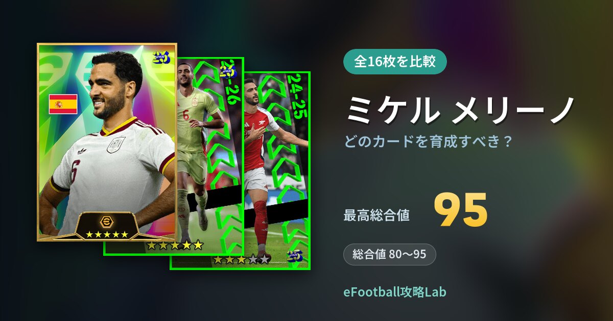 【イーフト】ミケル メリーノはどのカードを育成すべき？全16枚を比較