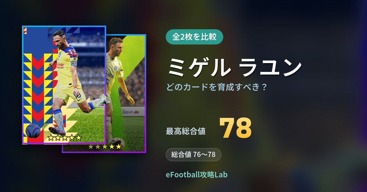 【イーフト】ミゲル ラユンはどのカードを育成すべき?全2枚を比較