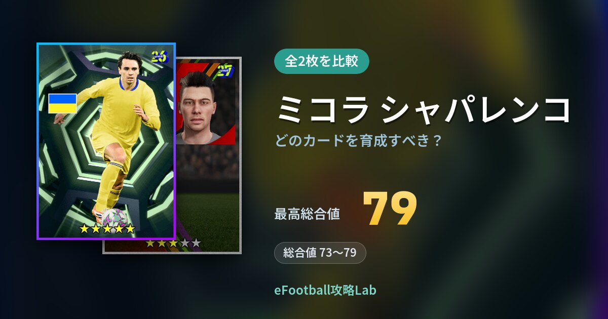 【イーフト】ミコラ シャパレンコはどのカードを育成すべき？全2枚を比較