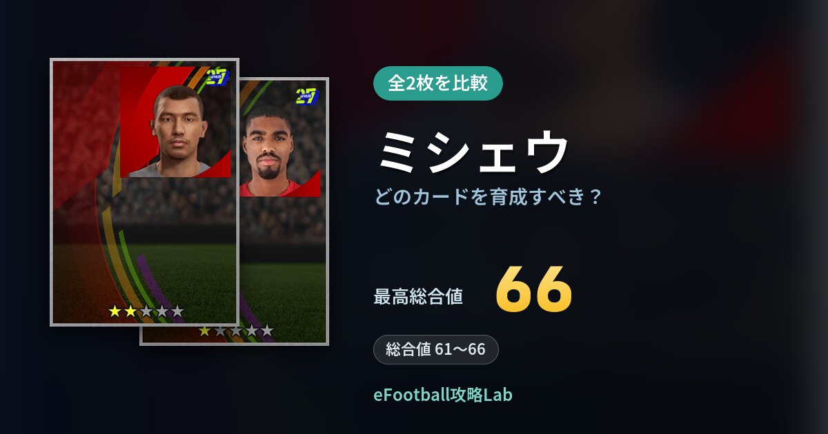 【イーフト】ミシェウはどのカードを育成すべき？全2枚を比較