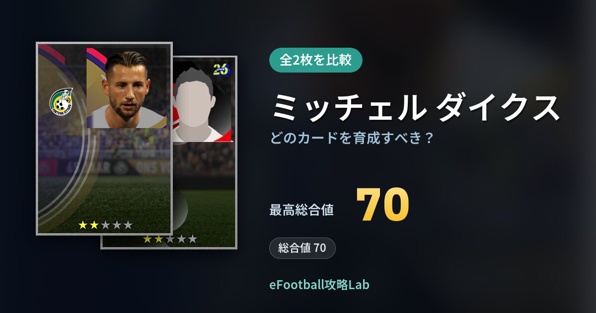 【イーフト】ミッチェル ダイクスはどのカードを育成すべき？全2枚を比較