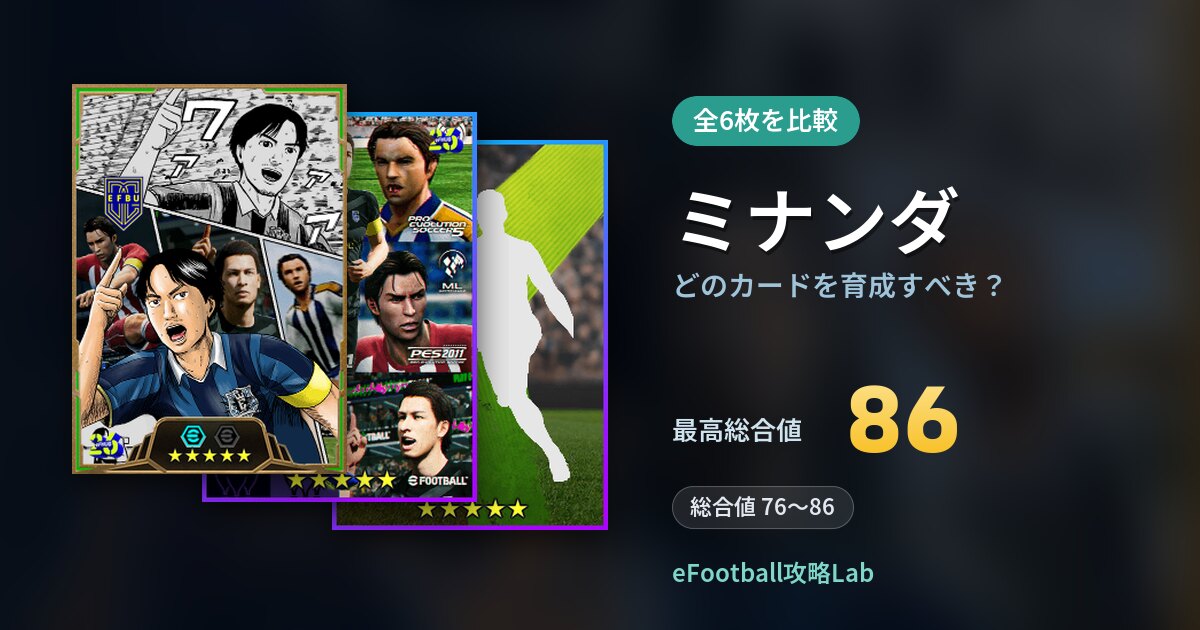 【イーフト】ミナンダはどのカードを育成すべき？全6枚を比較