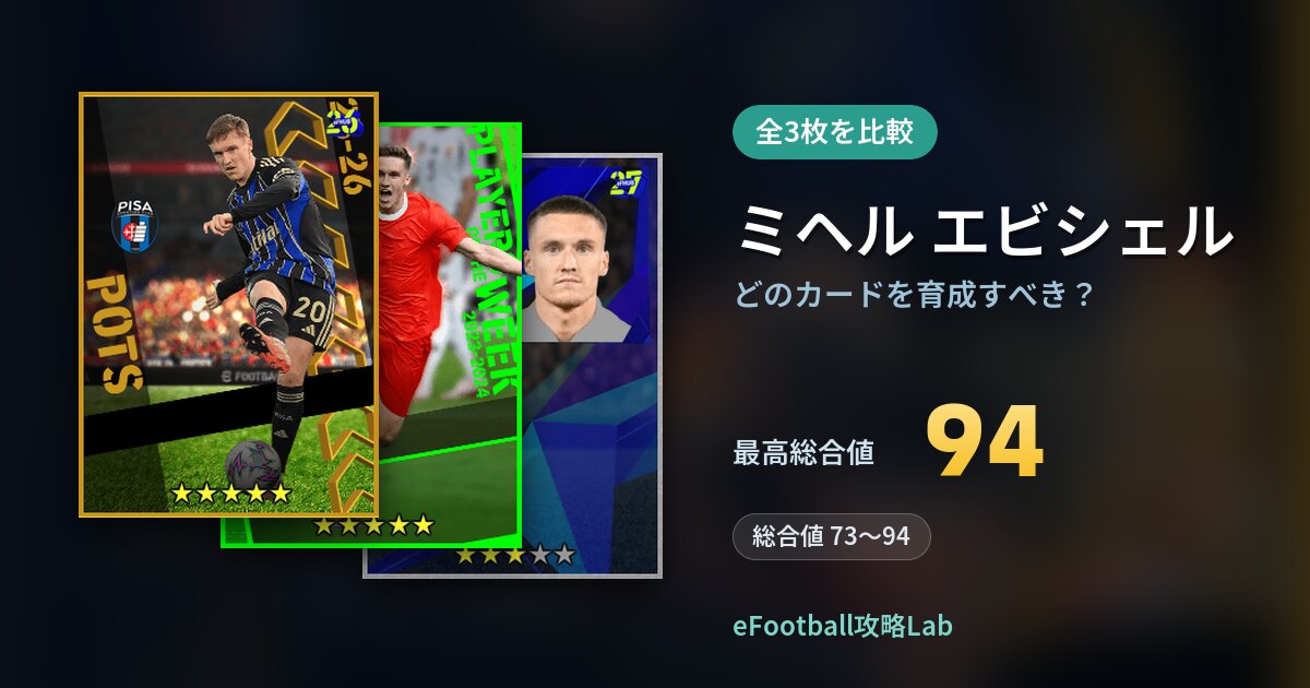 【イーフト】ミヘル エビシェルはどのカードを育成すべき？全3枚を比較