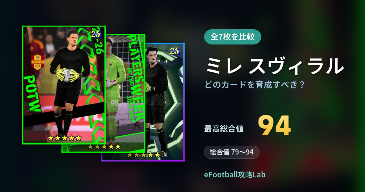 【イーフト】ミレ スヴィラルはどのカードを育成すべき？全7枚を比較