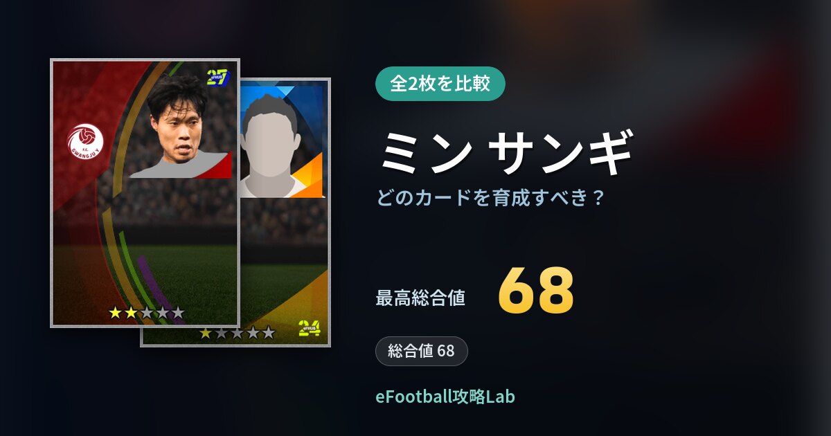 【イーフト】ミン サンギはどのカードを育成すべき？全2枚を比較