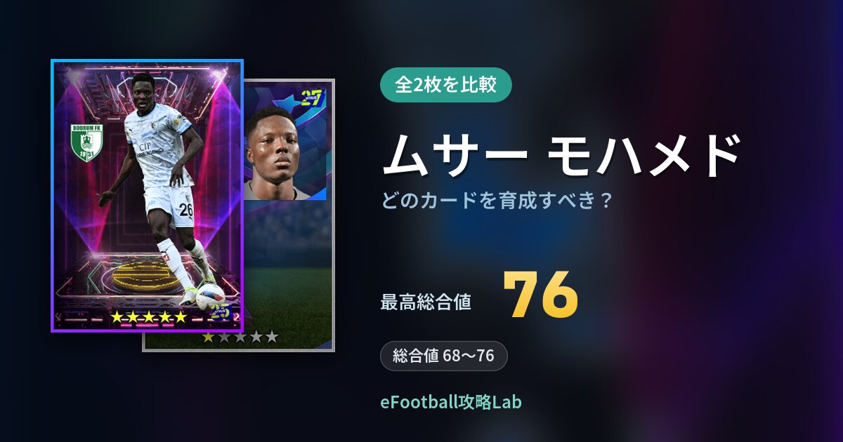 【イーフト】ムサー モハメドはどのカードを育成すべき？全2枚を比較