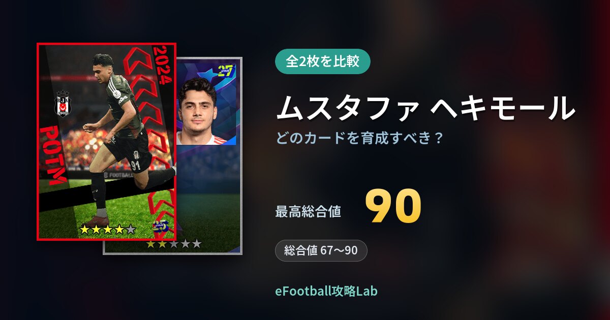 【イーフト】ムスタファ ヘキモールはどのカードを育成すべき？全2枚を比較