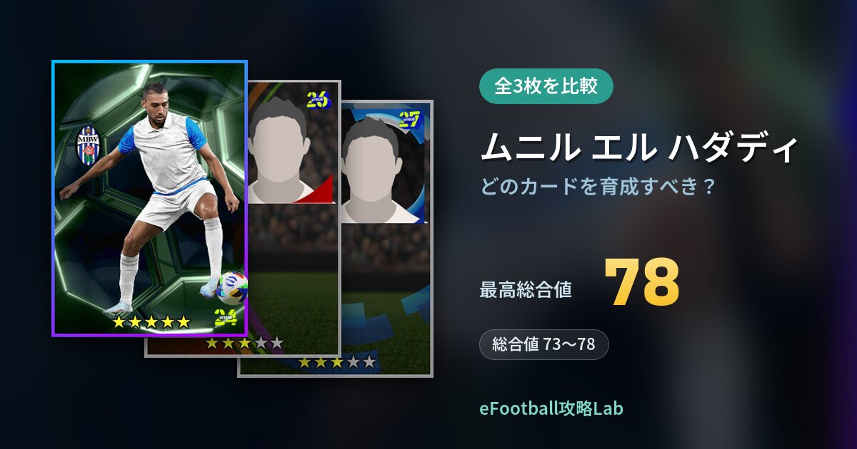 【イーフト】ムニル エル ハダディはどのカードを育成すべき？全3枚を比較