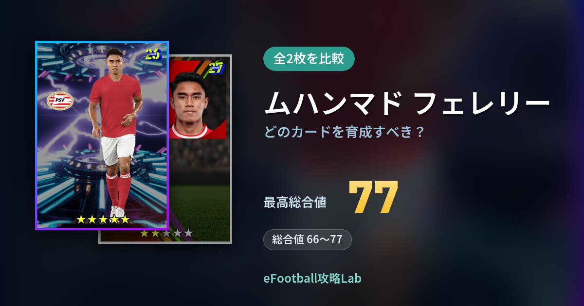 【イーフト】ムハンマド フェレリーはどのカードを育成すべき？全2枚を比較