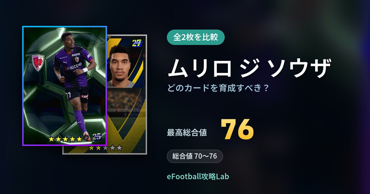 【イーフト】ムリロ ジ ソウザはどのカードを育成すべき？全2枚を比較