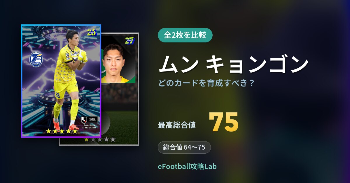 【イーフト】ムン キョンゴンはどのカードを育成すべき？全2枚を比較