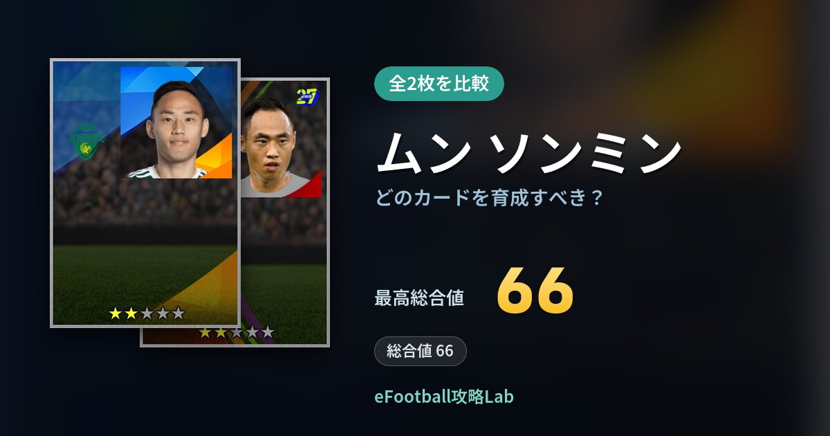 【イーフト】ムン ソンミンはどのカードを育成すべき？全2枚を比較