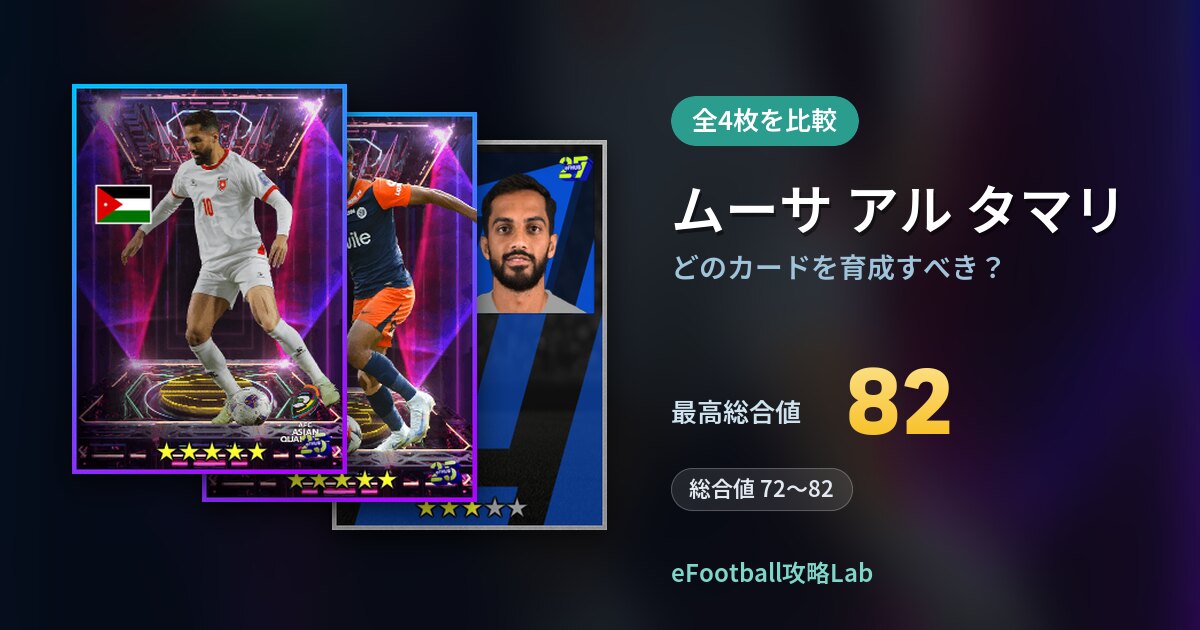 【イーフト】ムーサ アル タマリはどのカードを育成すべき？全4枚を比較