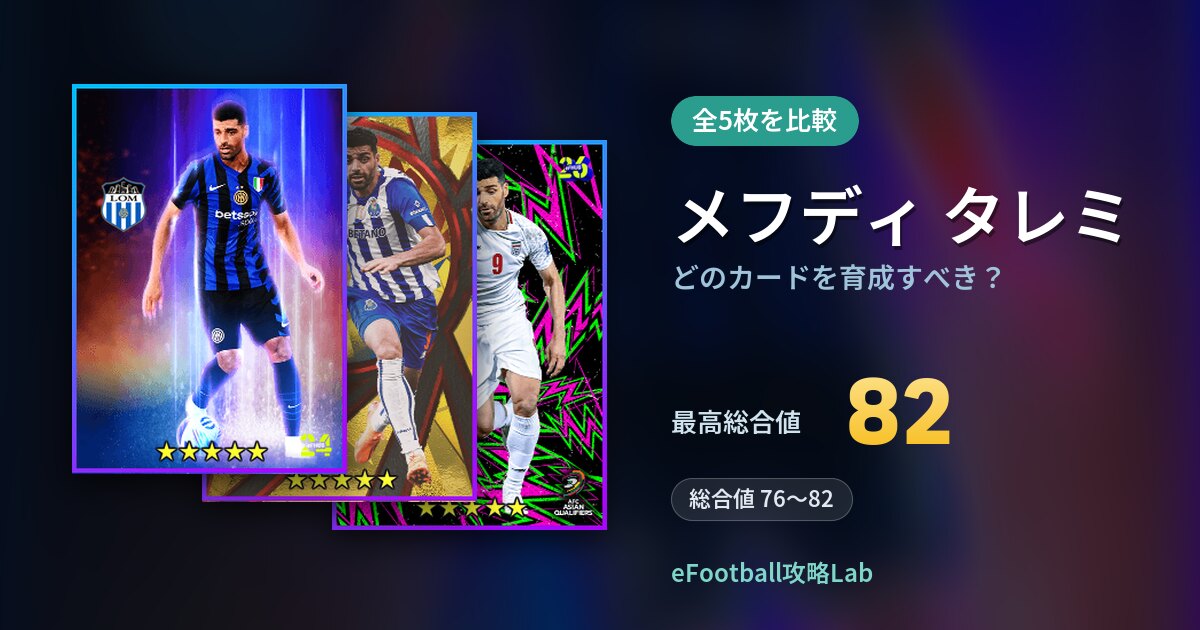 【イーフト】メフディ タレミはどのカードを育成すべき？全5枚を比較