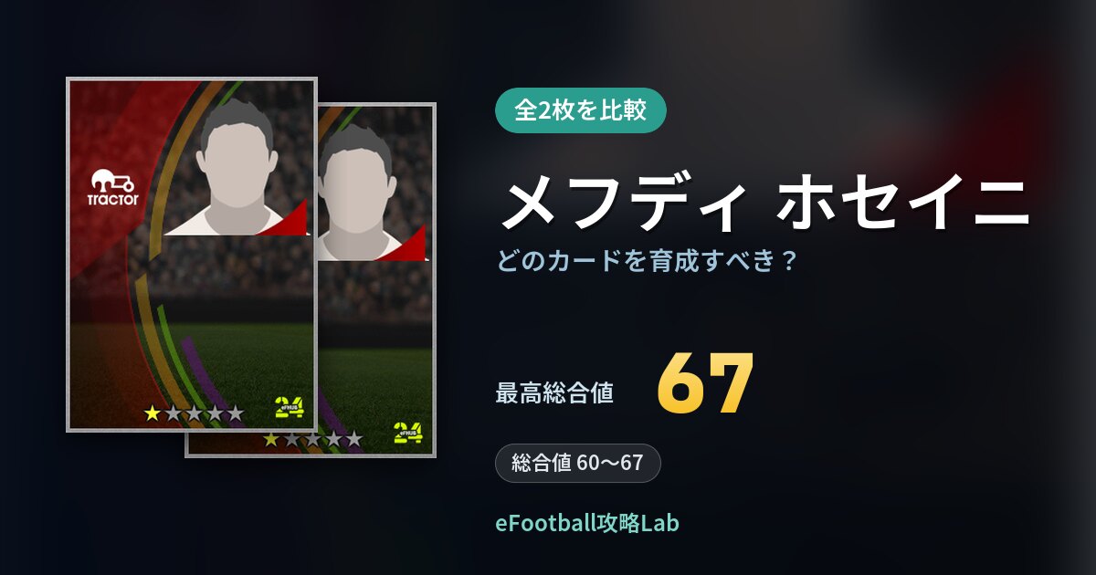 【イーフト】メフディ ホセイニはどのカードを育成すべき？全2枚を比較