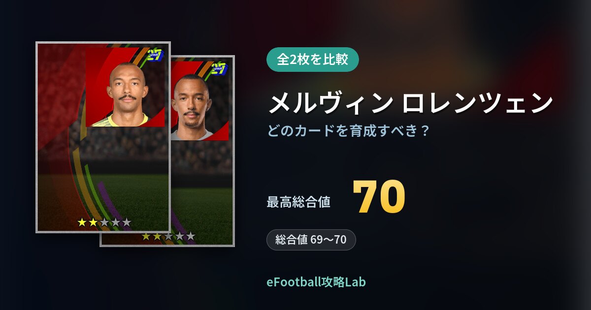【イーフト】メルヴィン ロレンツェンはどのカードを育成すべき？全2枚を比較